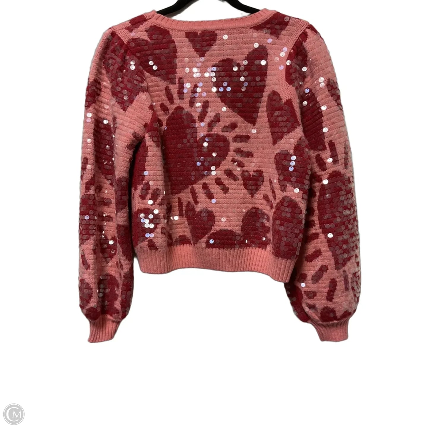 Sweater Cardigan Designer By Farm Rio In Pink & Red, Size: M