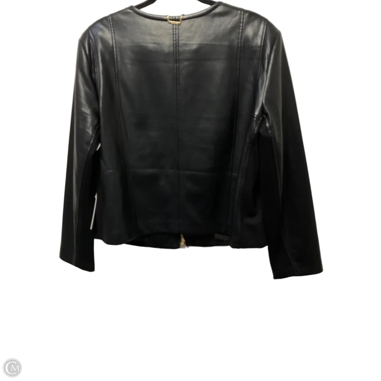 Jacket Moto By Chicos In Black & Gold, Size: Xl