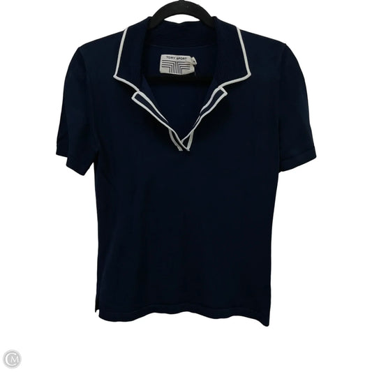 Top Short Sleeve Designer By Tory Burch In Blue & White, Size: Sp
