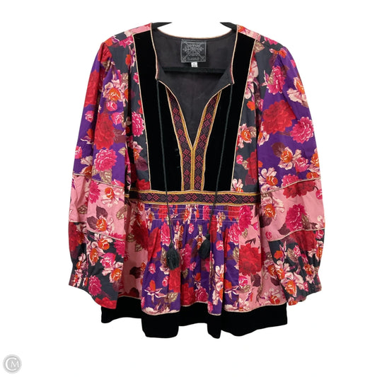 Blouse Designer By Johnny Was In Floral Print, Size: Xl