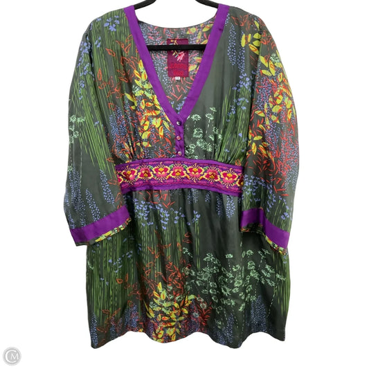 Dress Designer By Johnny Was In Green & Purple, Size: 1x