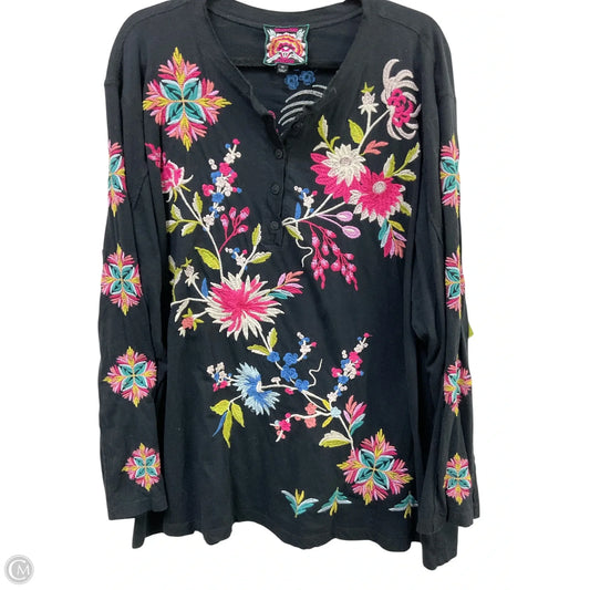 Top Long Sleeve Designer By Johnny Was In Black & Pink, Size: 3x