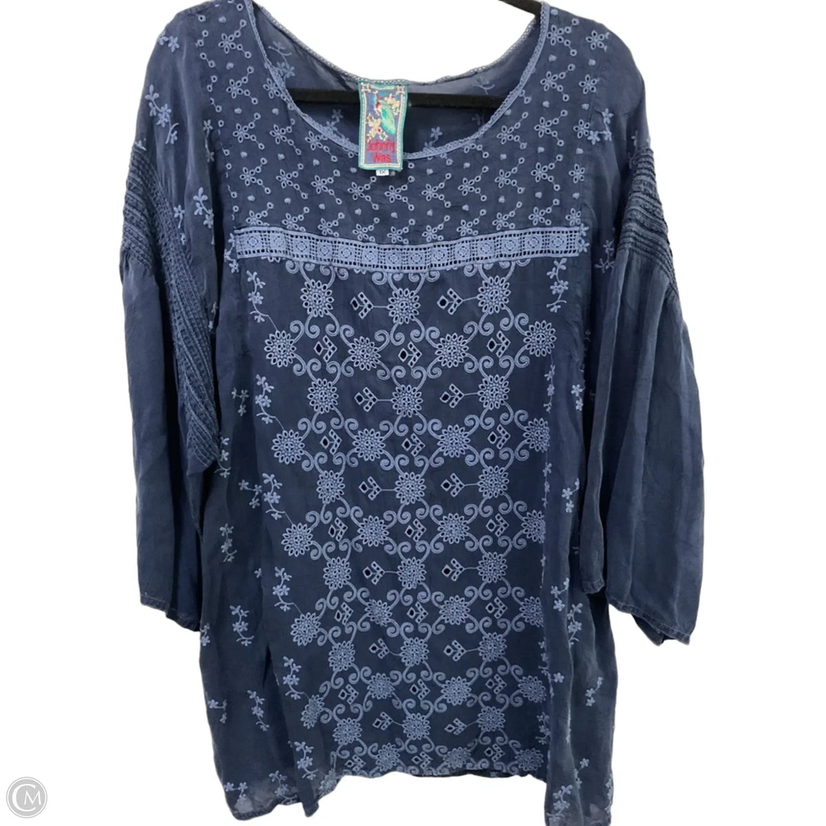 Blouse Designer By Johnny Was In Blue, Size: 1x