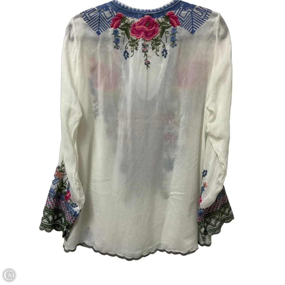Blouse Designer By Johnny Was In White, Size: M