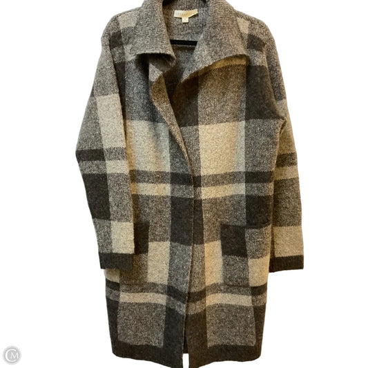 Sweater Cardigan By Lovestitch In Plaid Pattern, Size: L
