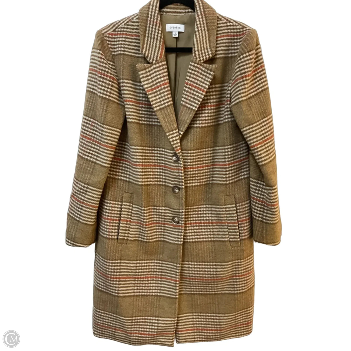 Coat Wool By Evereve In Plaid Pattern, Size: S