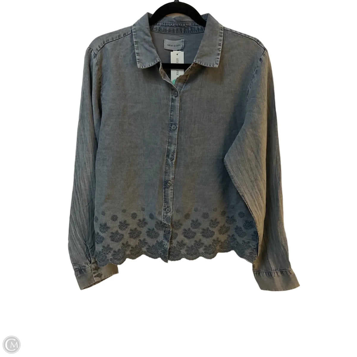 Blouse Long Sleeve By Thread And Supply In Blue, Size: L
