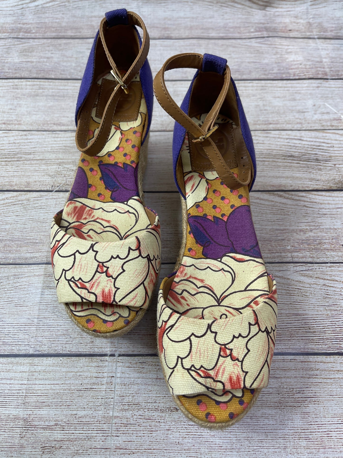 Floral Print Sandals Designer Tory Burch, Size 8