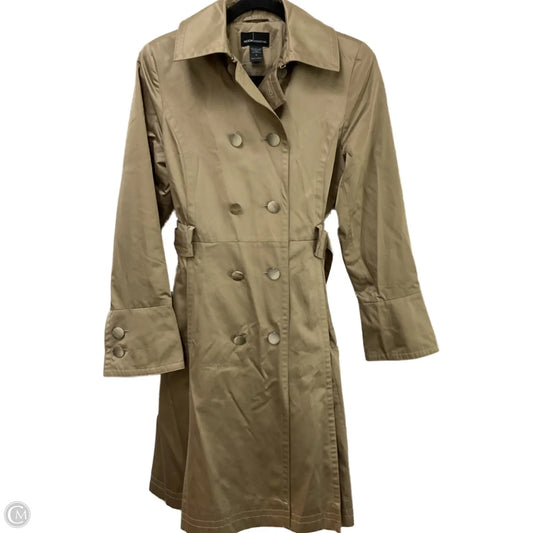 Coat Trench Coat By Moda Intl In Gold, Size: S