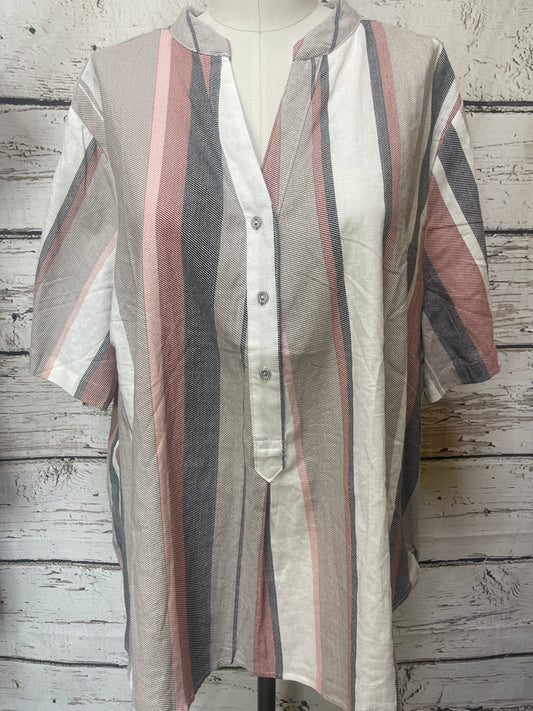 Striped Top Short Sleeve Tahari, Size 3x