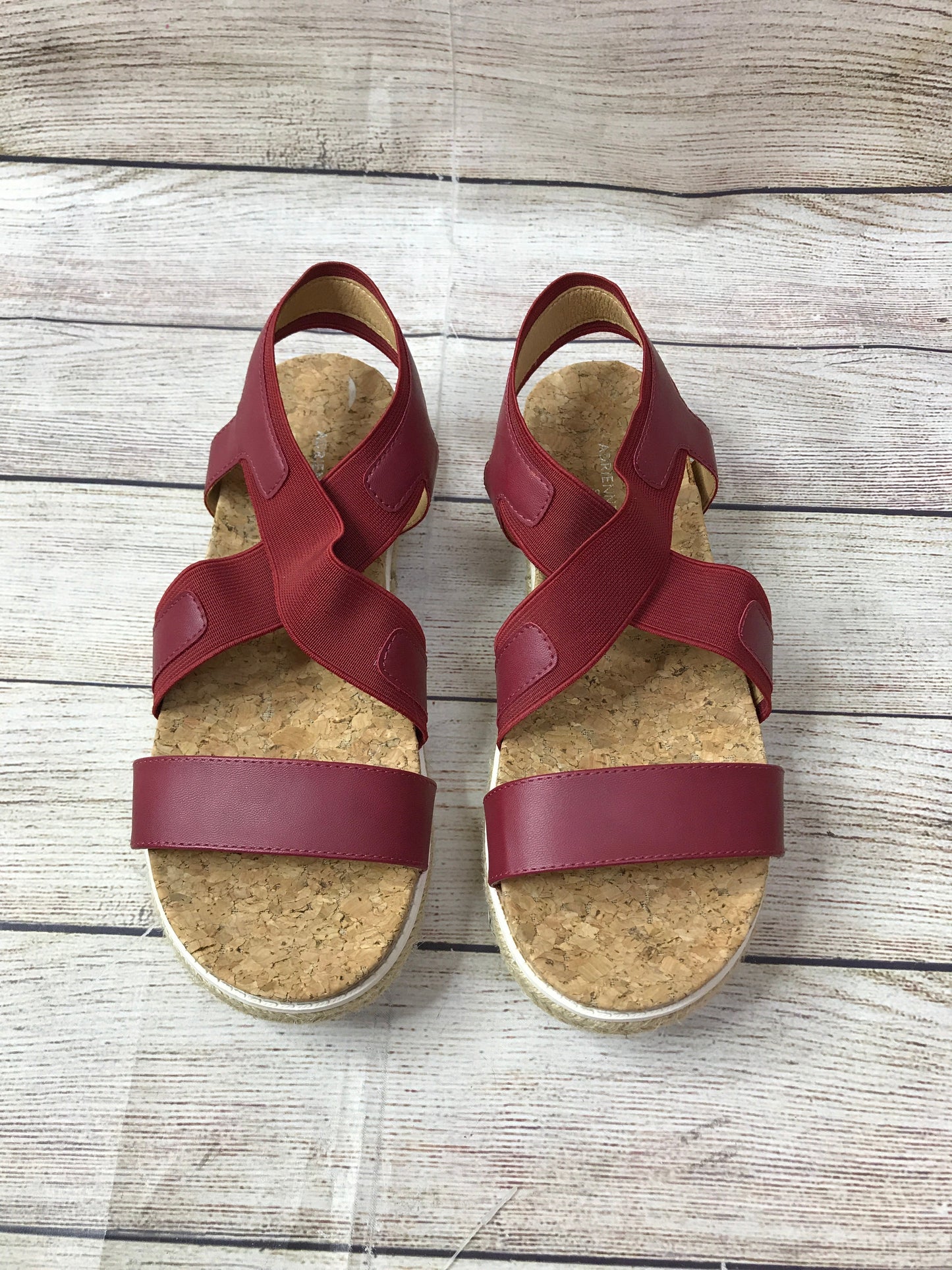 Red Sandals Heels Platform Adrienne Vittadini, Size 7.5