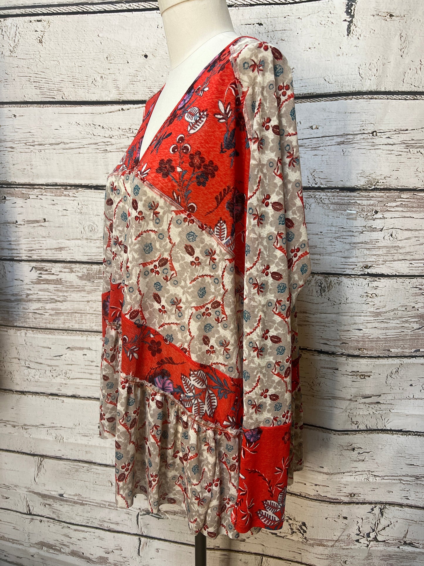 Red Tunic Long Sleeve Free People, Size S