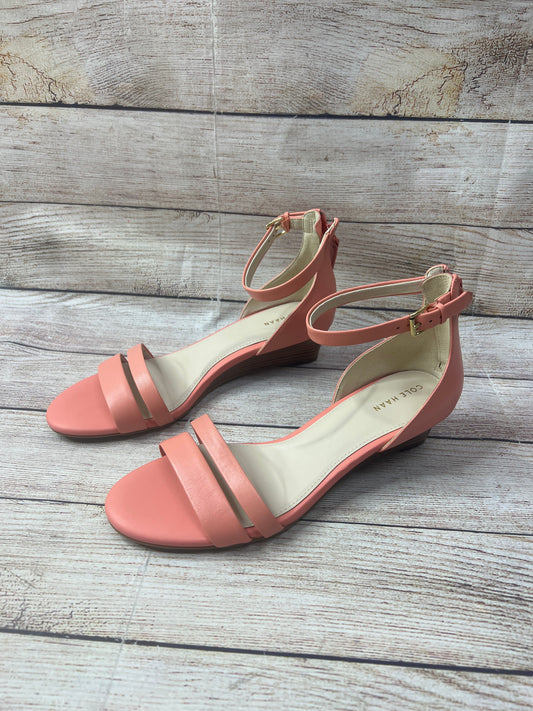 Sandals Heels Wedge By Cole-haan In Coral, Size: 8