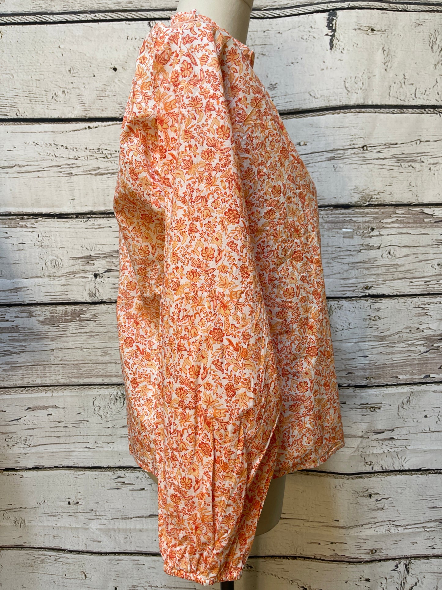 Top Long Sleeve By Loft In Orange & White, Size: S