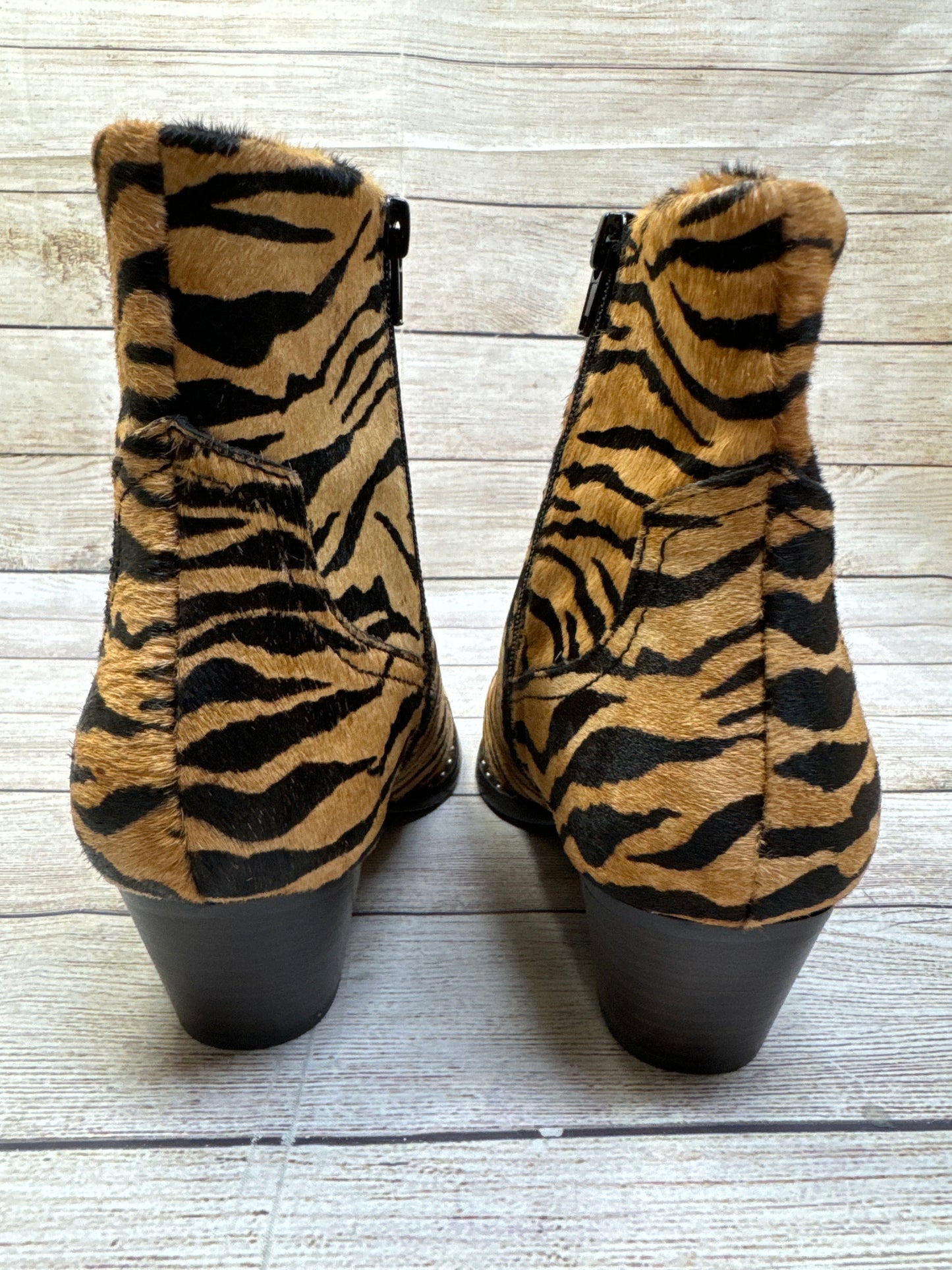 Boots Ankle Heels By Aldo In Animal Print, Size: 10