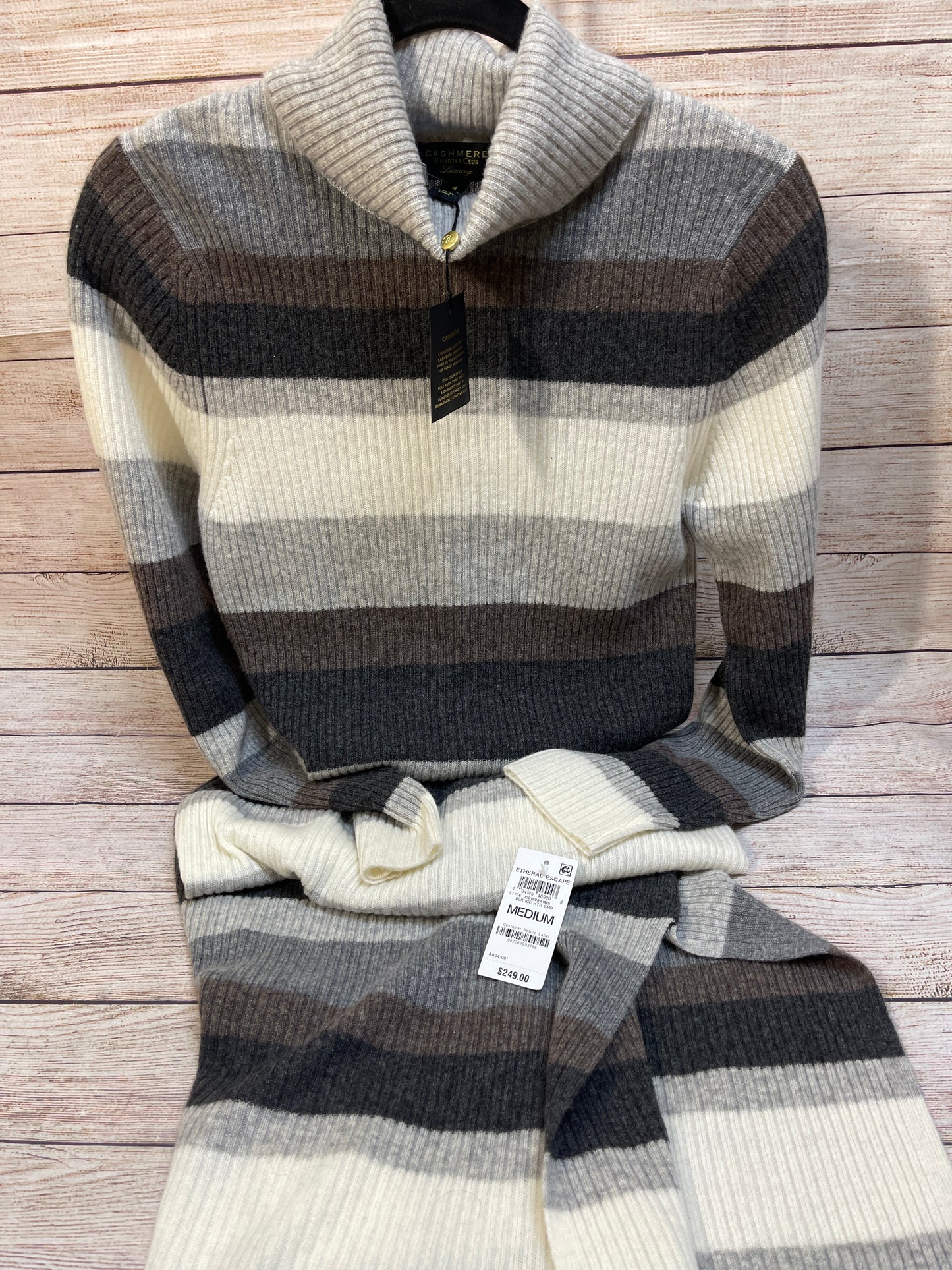 Dress Sweater By Charter Club In Striped Pattern, Size: M