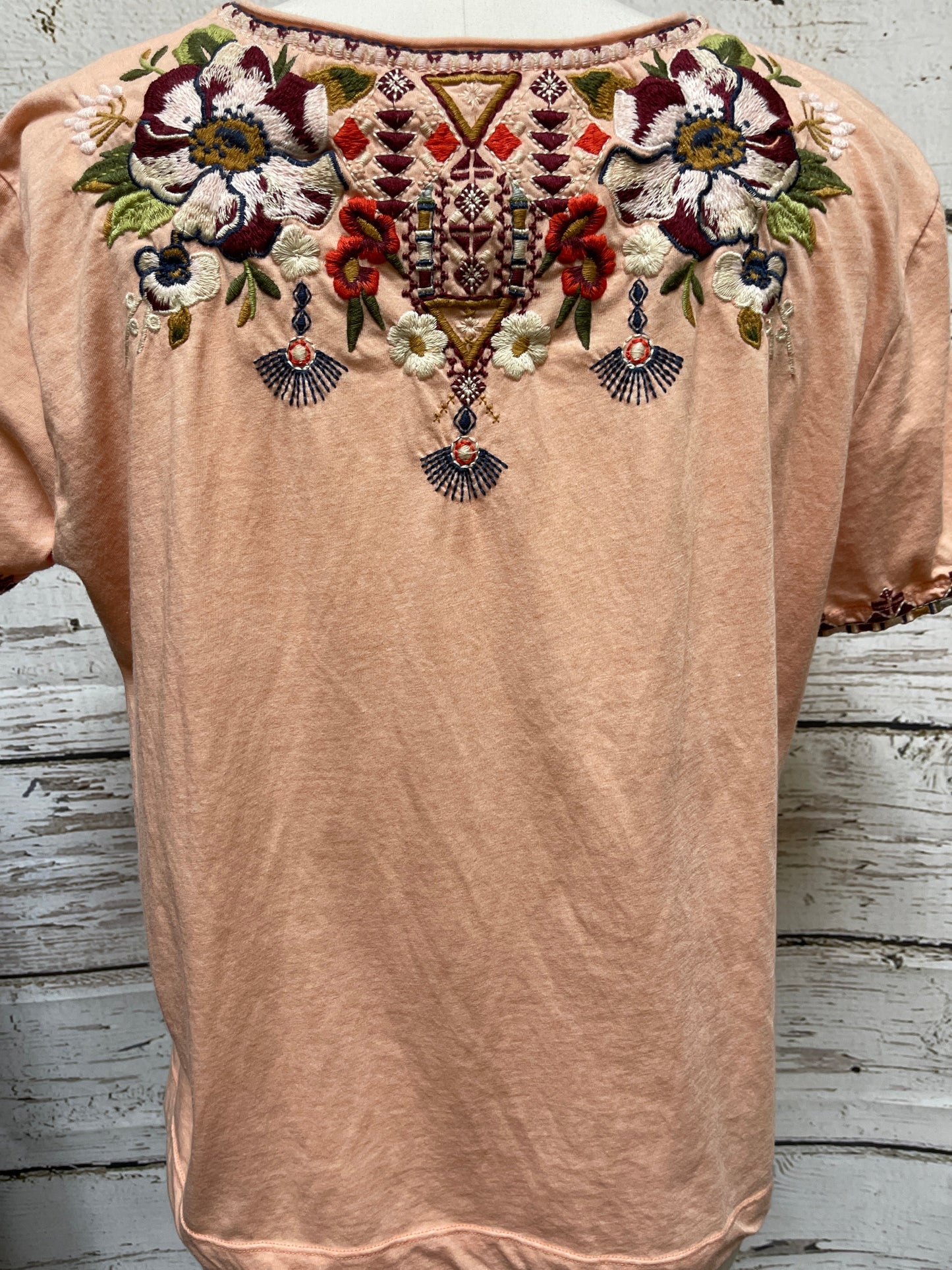 Top Short Sleeve By Johnny Was In Peach, Size: M