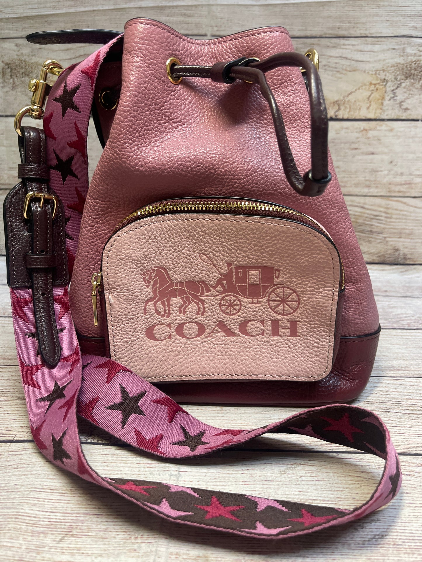 Handbag Leather By Coach, Size: Medium