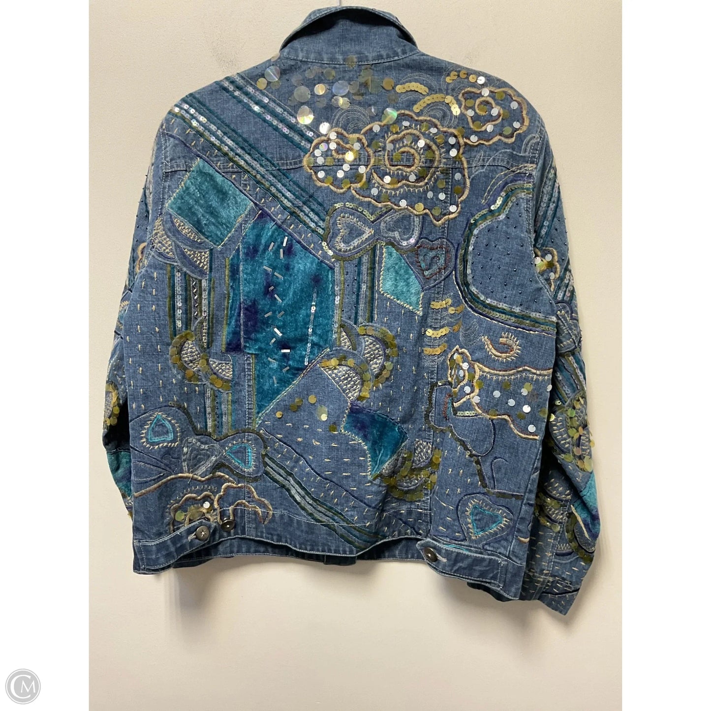 Jacket Denim By Chicos In Blue Denim, Size: L