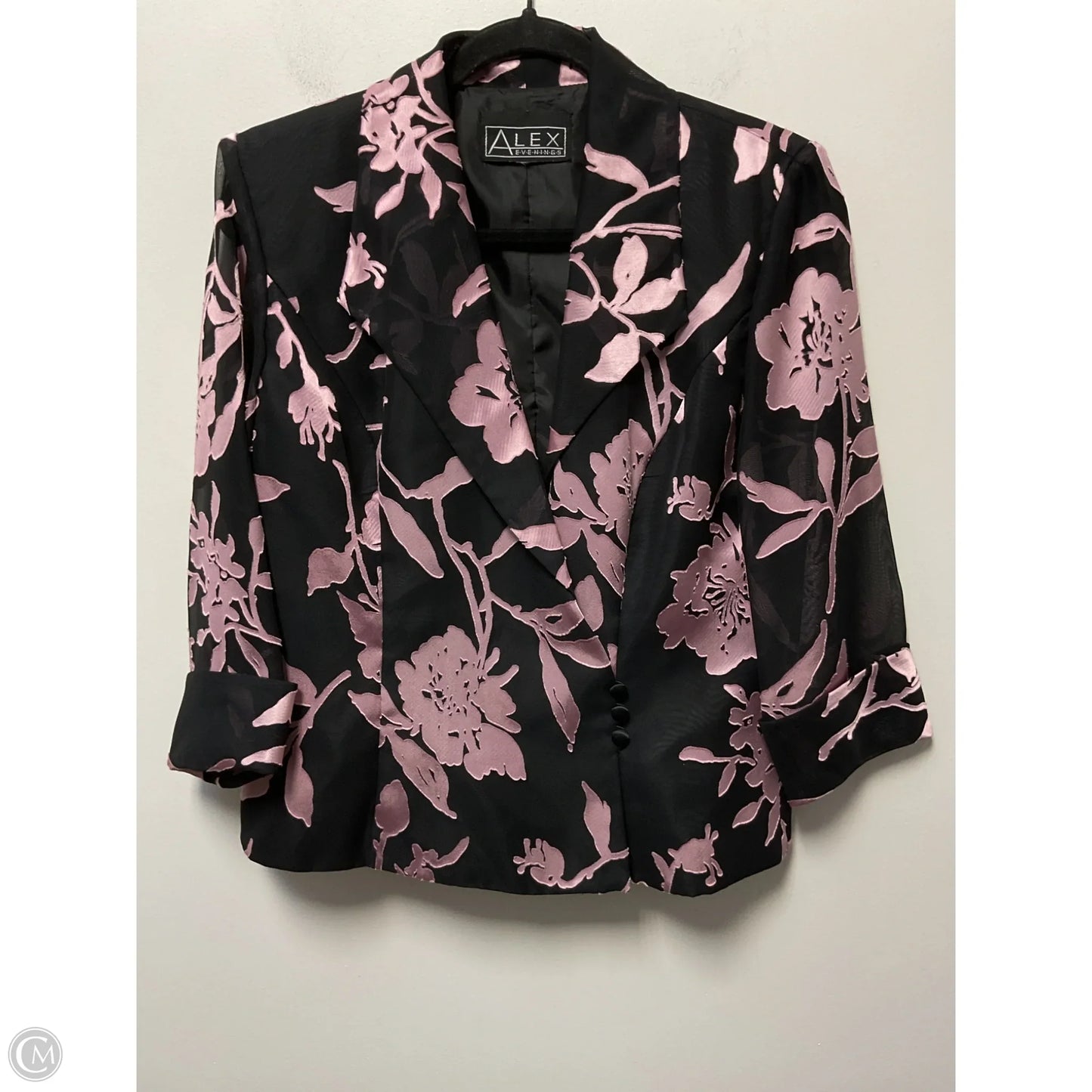 Blazer By Alex Evenings In Black & Pink, Size: M