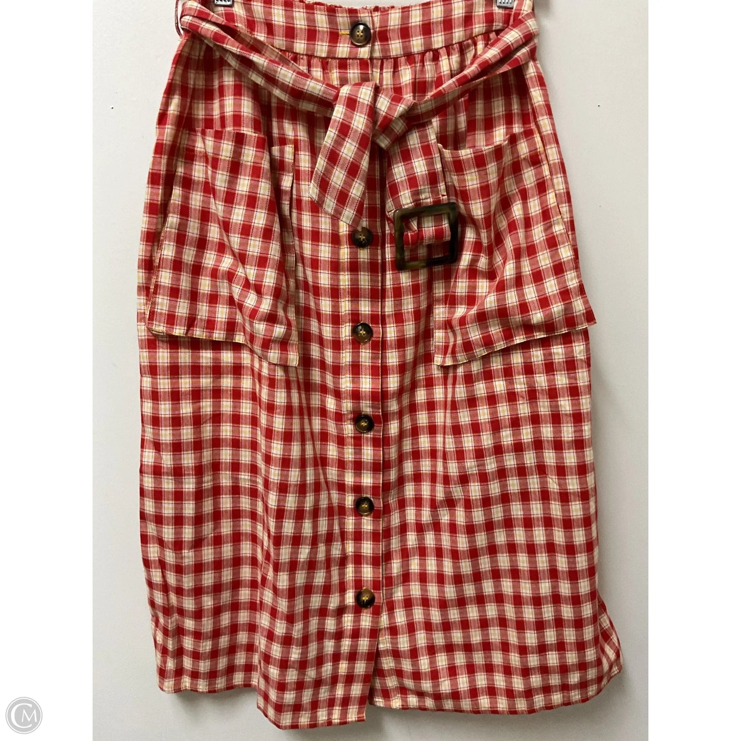 Skirt Midi By Moon River In Plaid Pattern, Size: M