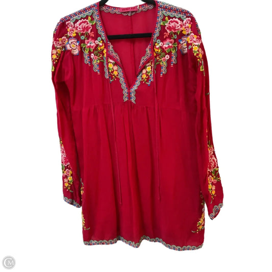 Tunic Long Sleeve By Johnny Was In Red, Size: Xs