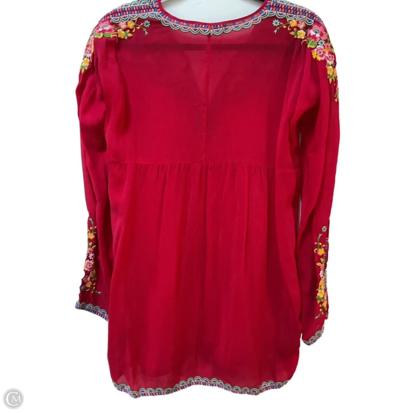 Tunic Long Sleeve By Johnny Was In Red, Size: Xs