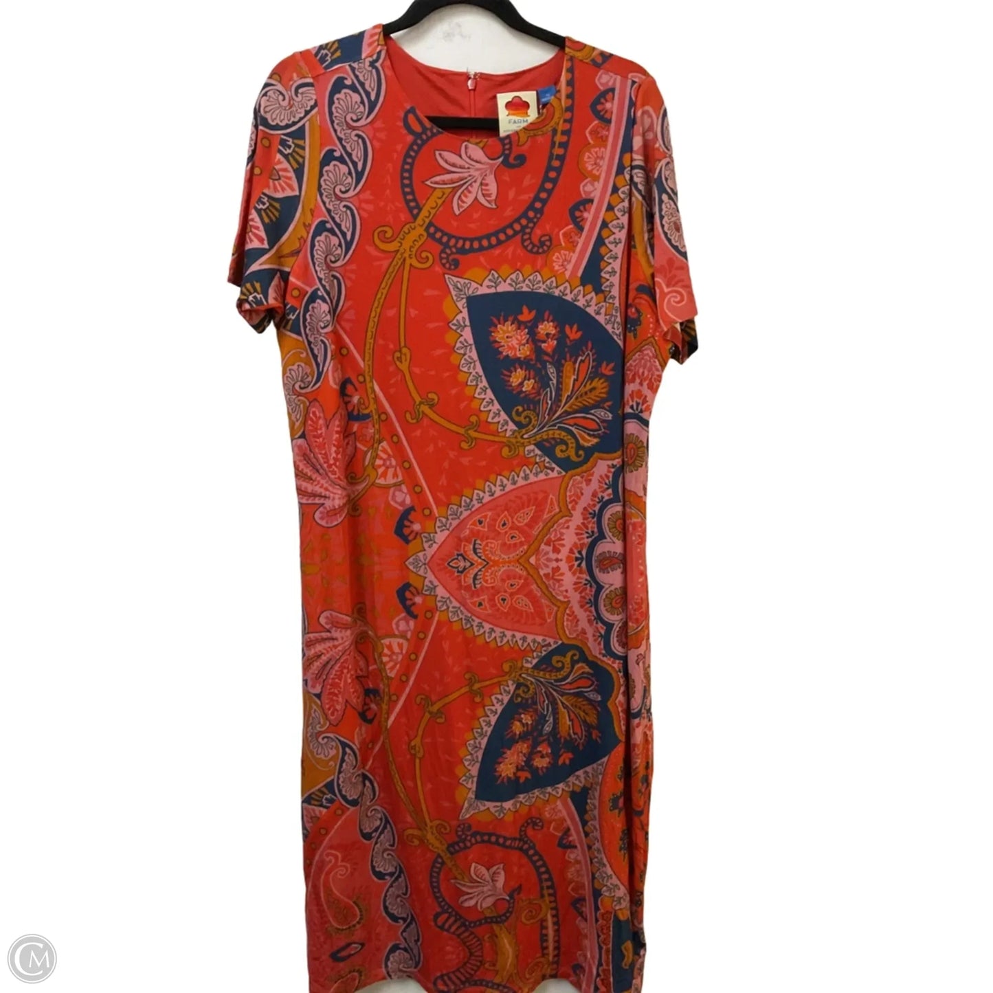 Dress Casual Midi By Farm Rio In Orange & Yellow, Size: 1x