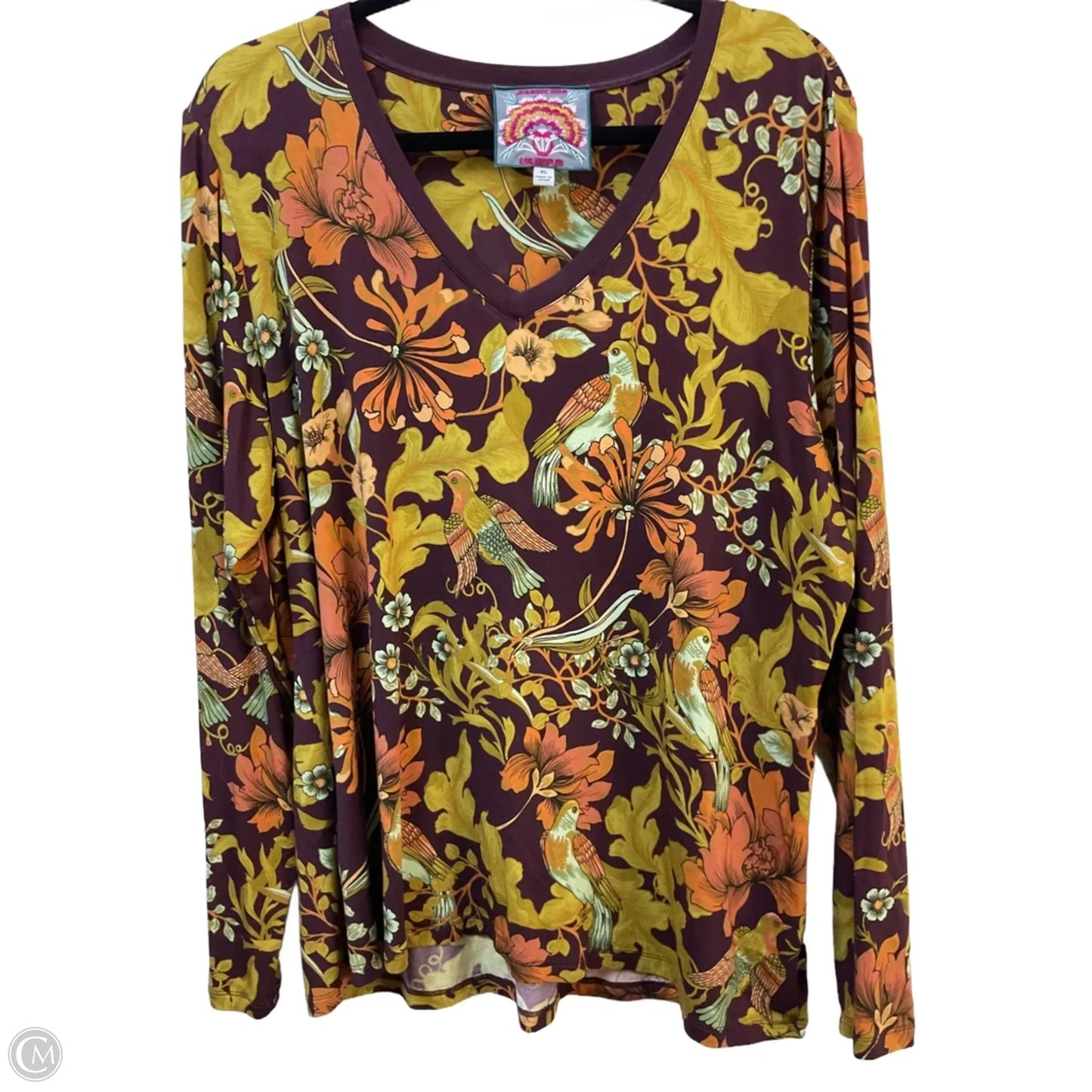 Top Long Sleeve By Johnny Was In Orange & Purple, Size: Xl