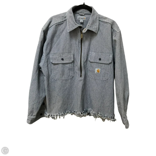 Jacket Denim By Carhartt In Striped Pattern, Size: L