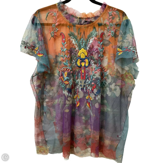 Blouse Short Sleeve By Johnny Was In Floral Print, Size: Xxl