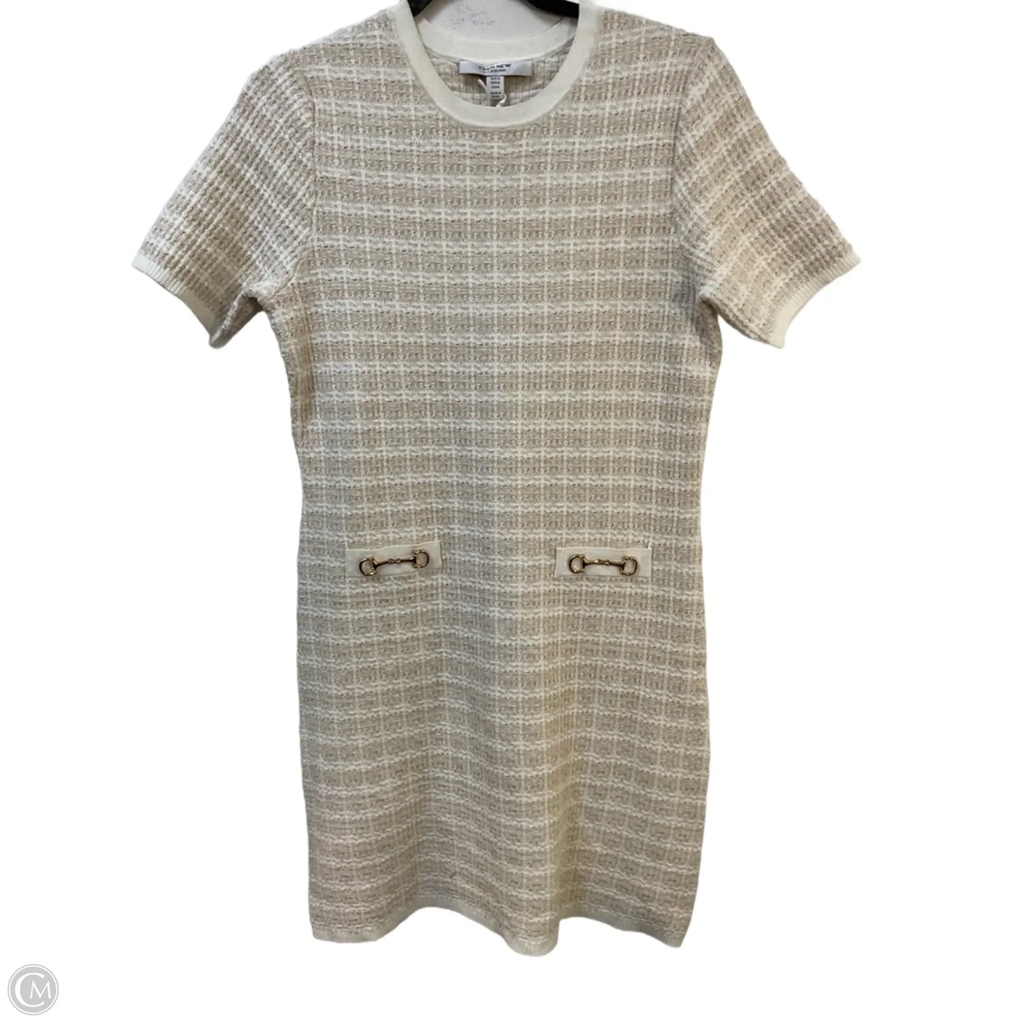 Dress Sweater By Cmb In Cream & Tan, Size: M