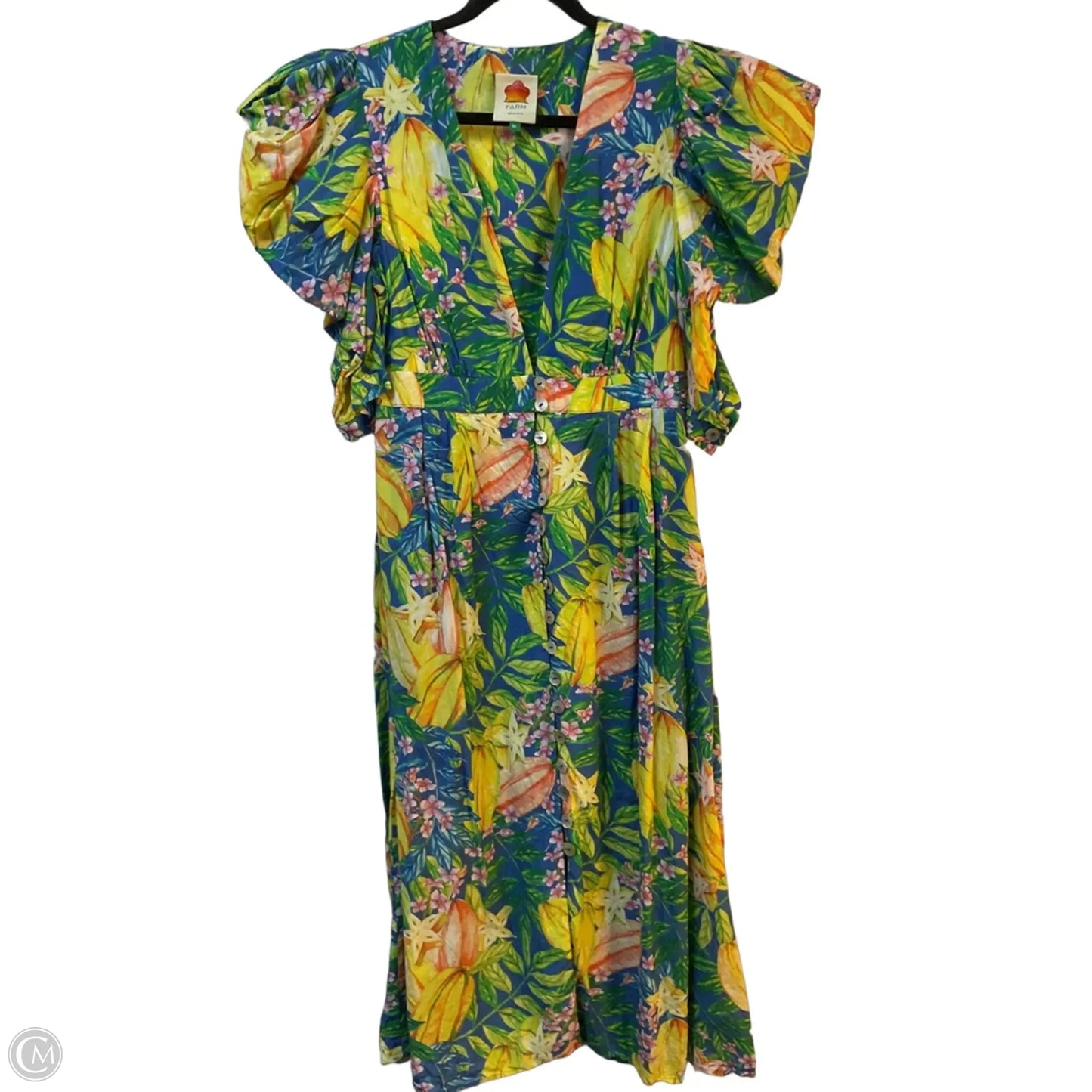 Dress Party Long By Farm Rio In Pink & Yellow, Size: M
