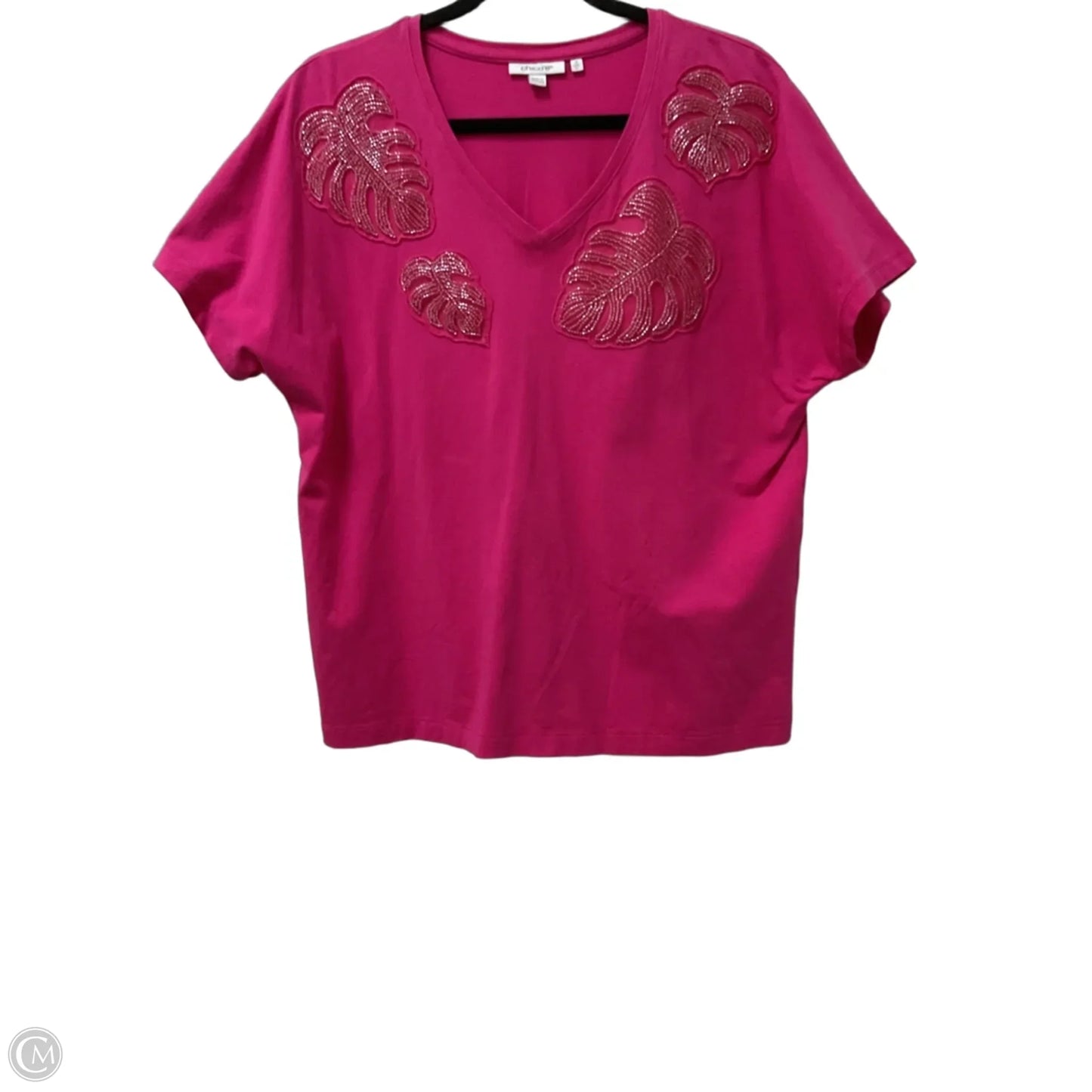 Top Short Sleeve By Chicos In Pink, Size: L