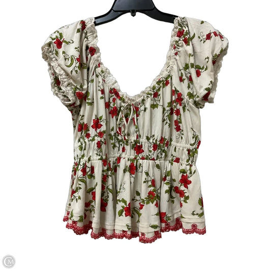 Top Short Sleeve By Maeve In Green & Red, Size: L