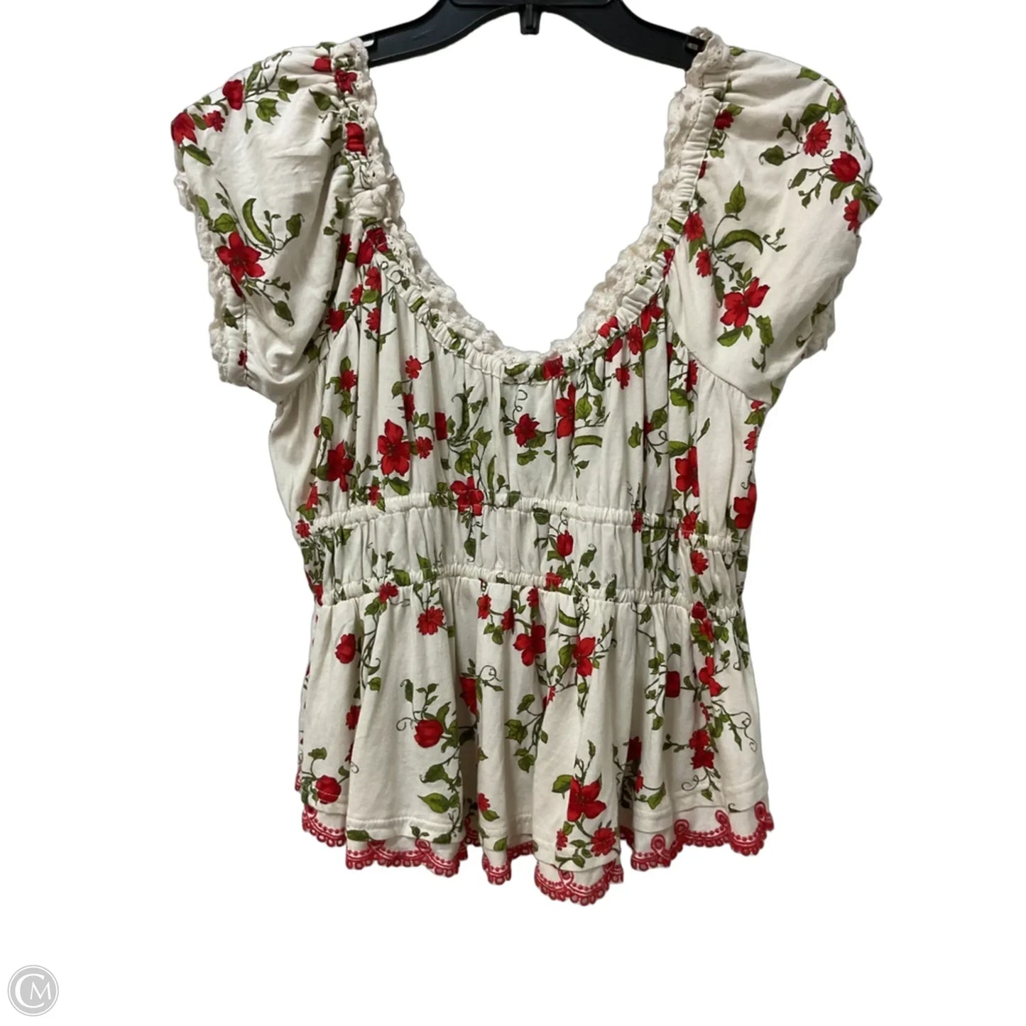Top Short Sleeve By Maeve In Green & Red, Size: L