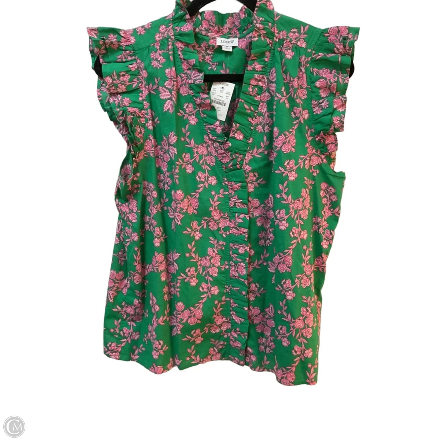 Top Short Sleeve By J. Crew In Green & Pink, Size: M
