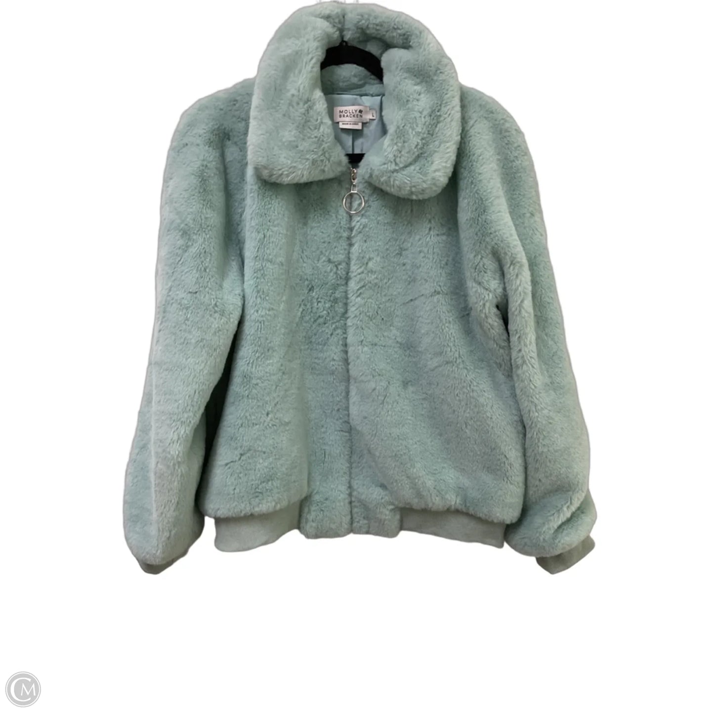 Jacket Faux Fur & Sherpa By Molly Bracken In Aqua, Size: L