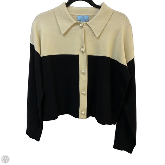 Sweater Cardigan By Cece In Black & Cream, Size: S