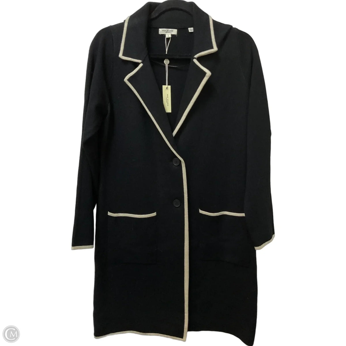 Sweater Cardigan By Max Studio In Black & Cream, Size: S