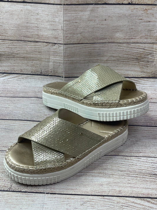 Gold Sandals Heels Platform Franco Sarto, Size 6.5