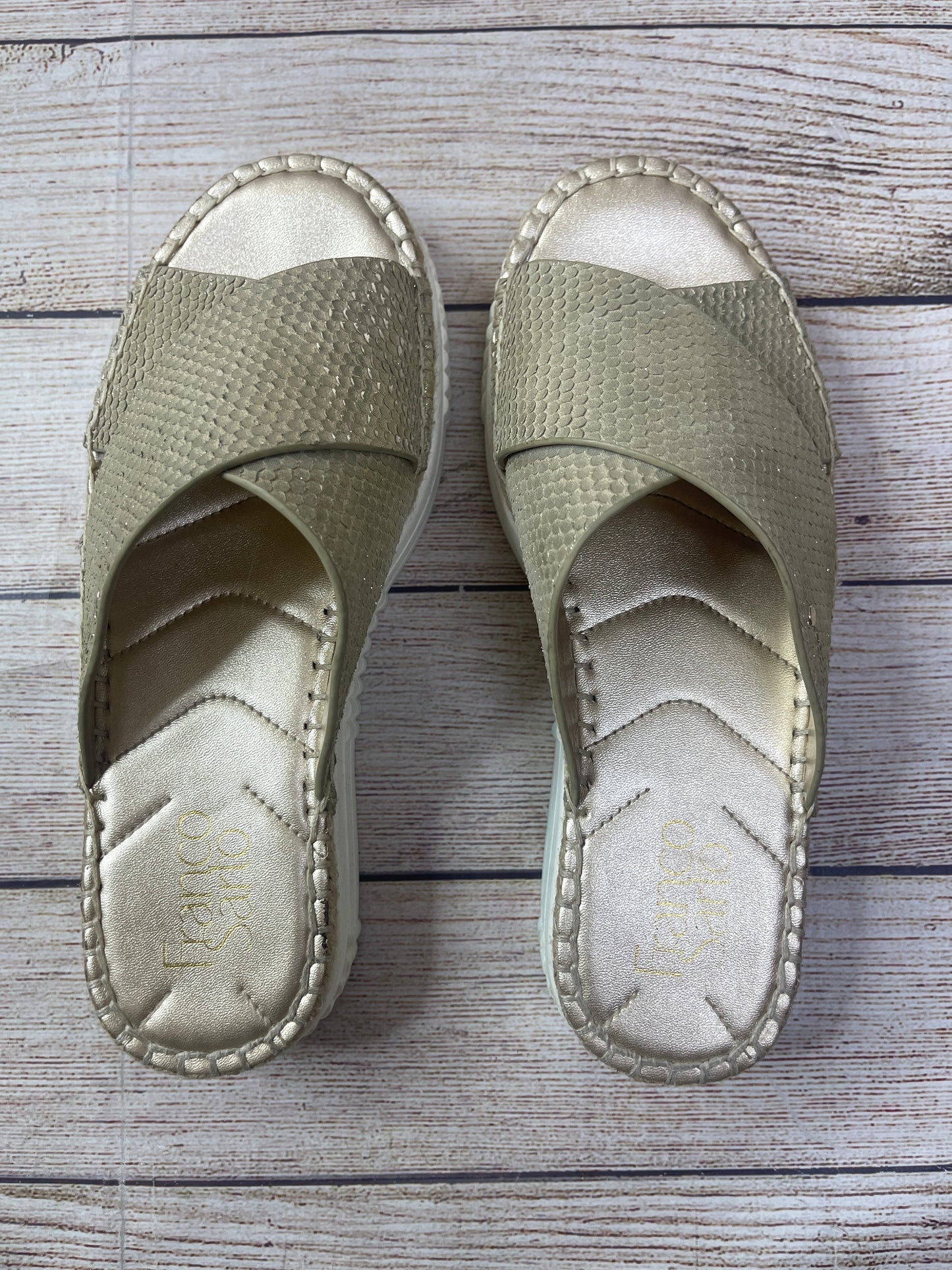 Gold Sandals Heels Platform Franco Sarto, Size 6.5