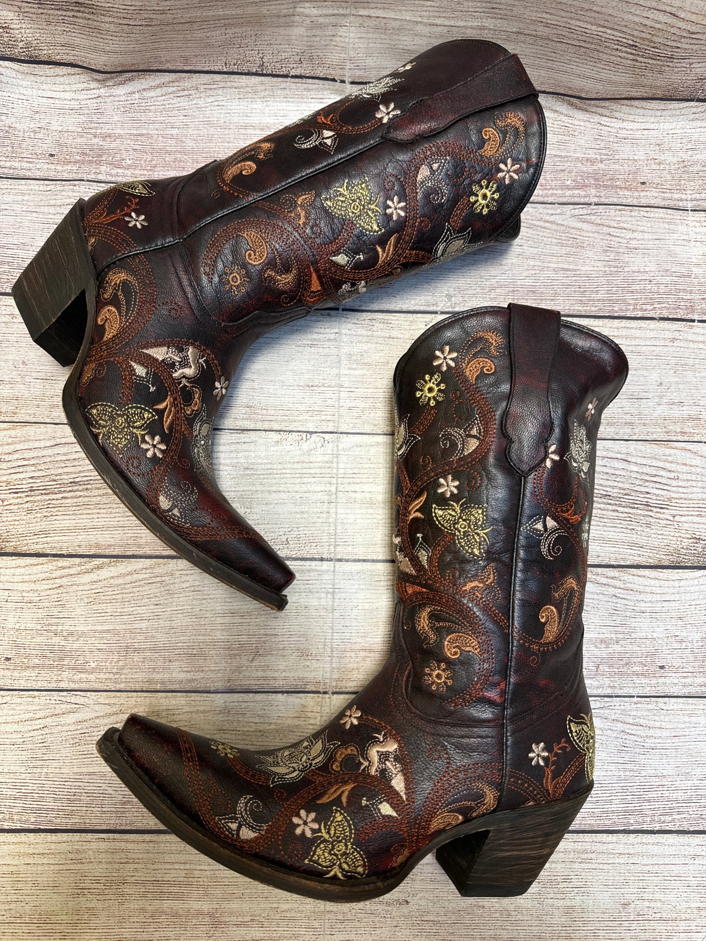 Boots Western By Lucchese In Floral Print, Size: 9