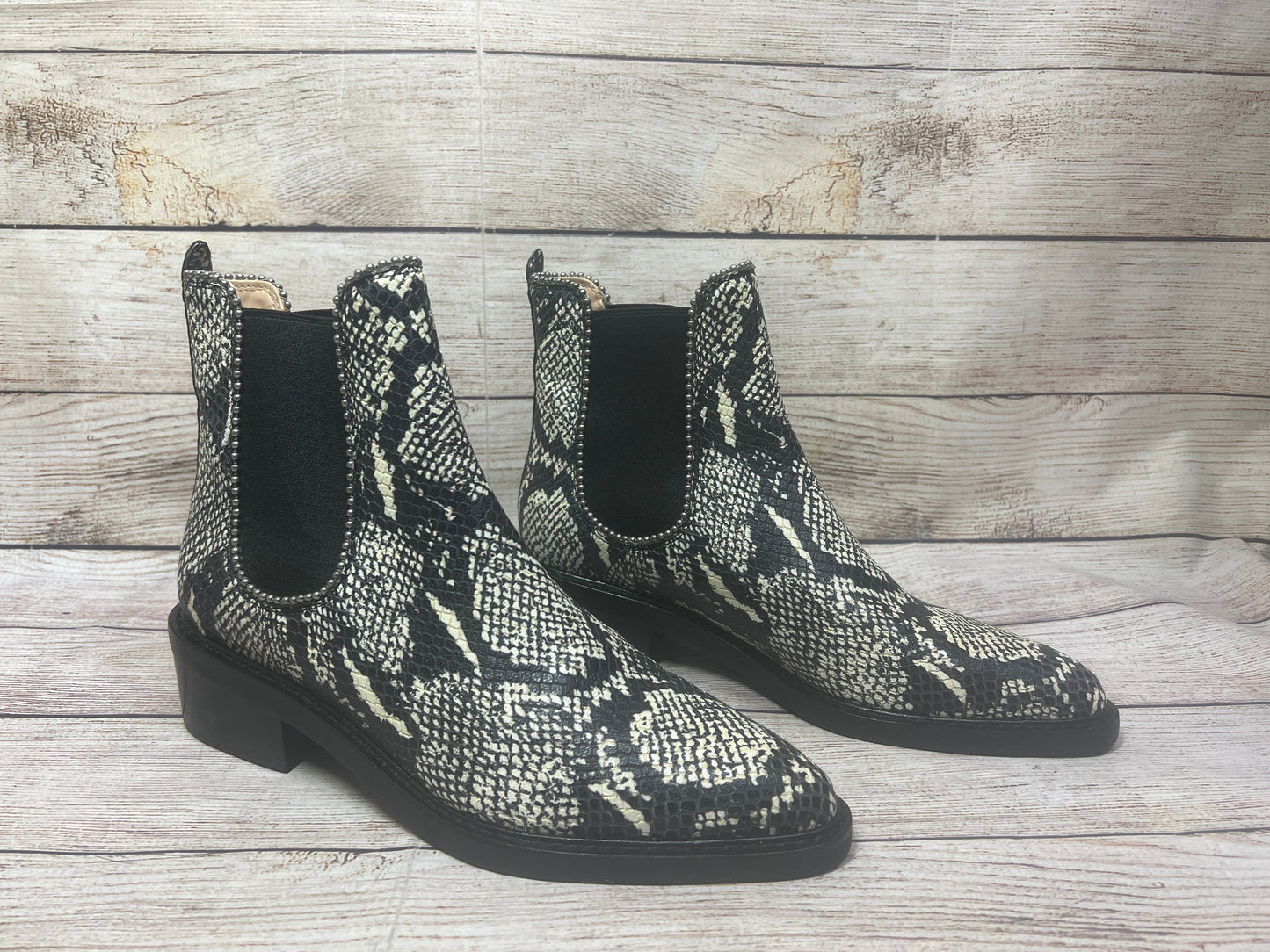 Boots Ankle Heels By Coach In Snakeskin Print, Size: 8