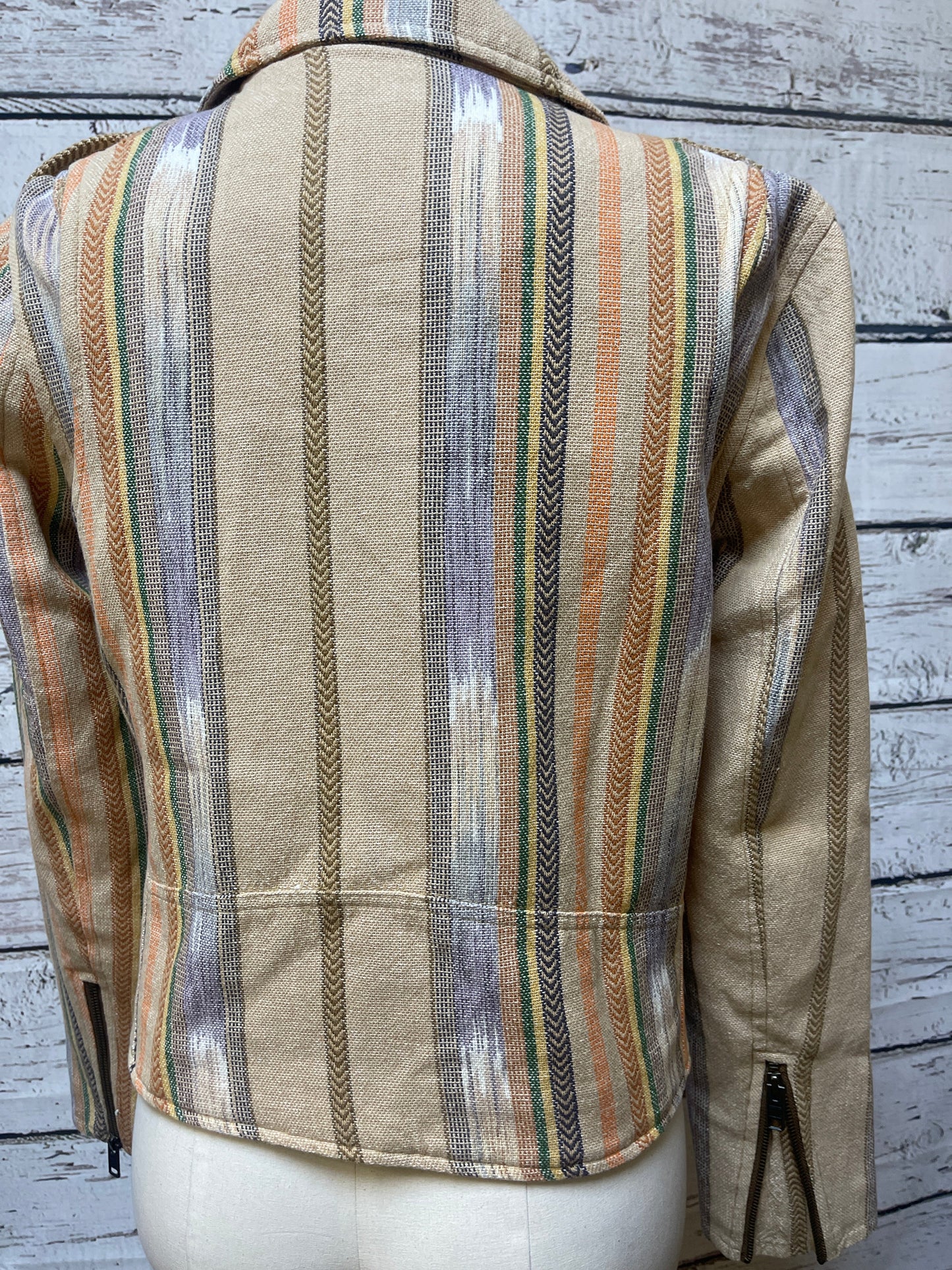 Jacket Moto By Frye In Striped Pattern, Size: S