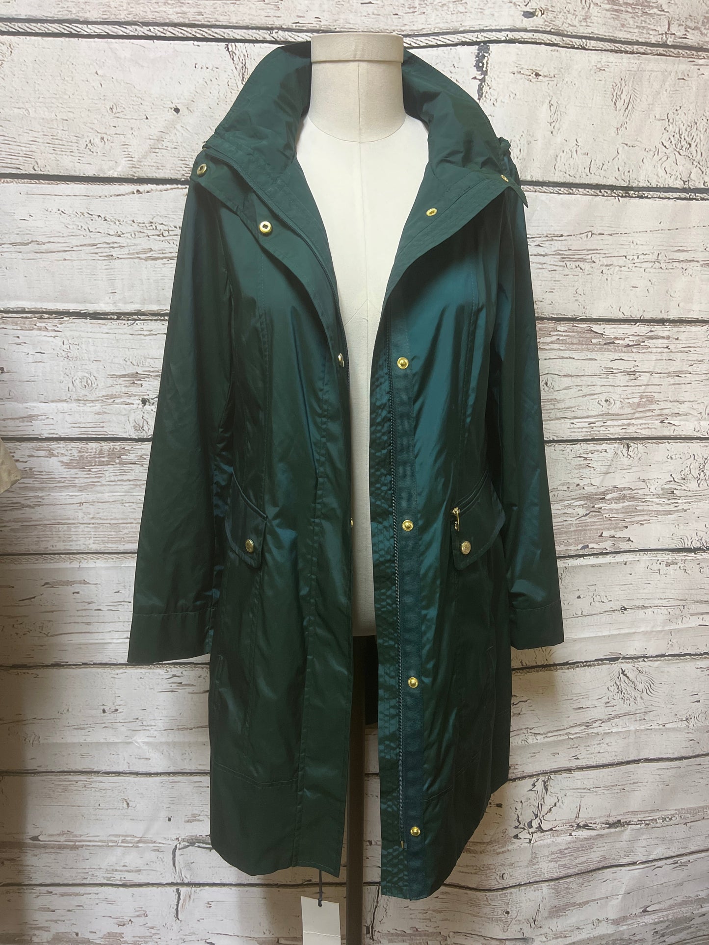 Coat Raincoat By Cole-haan In Green, Size: S