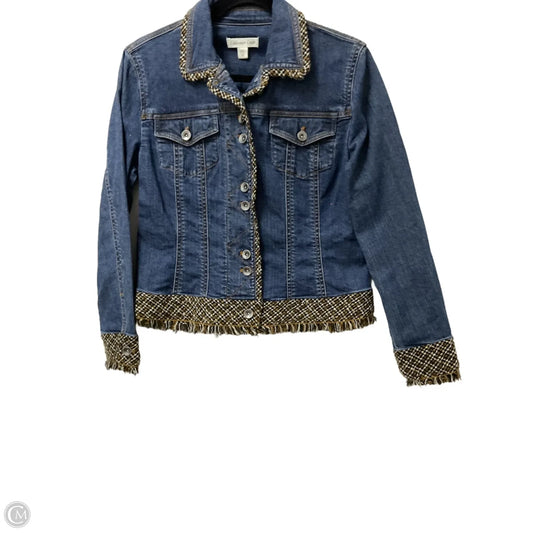 Jacket Denim By Coldwater Creek In Blue & Brown, Size: 8