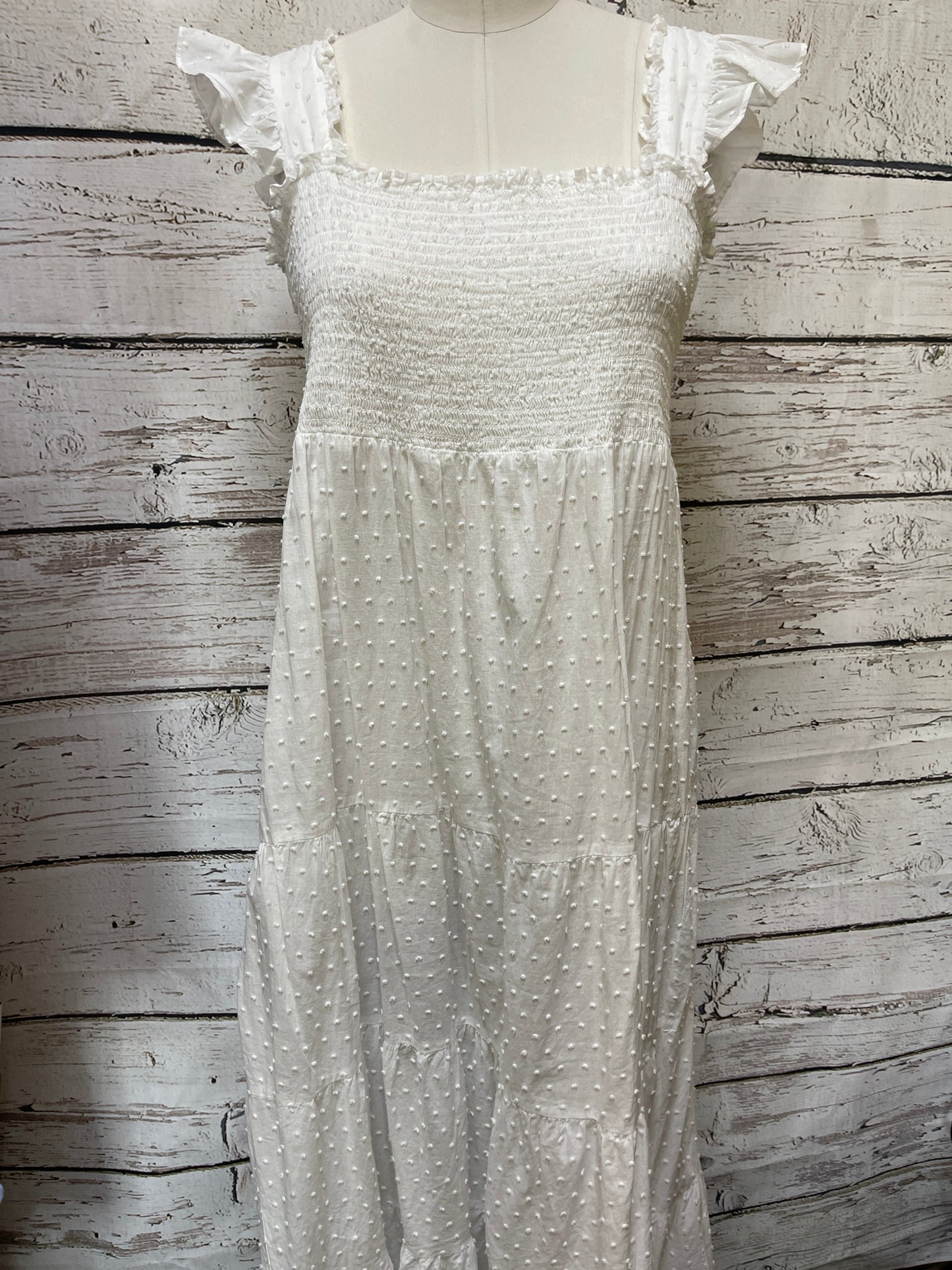 White Dress Casual Midi Eileen West, Size M