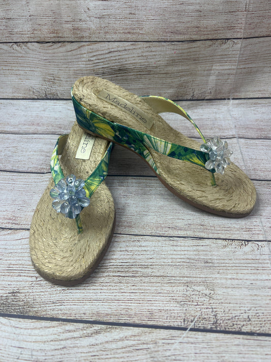 Tropical Print Sandals Heels Wedge Madeline, Size 6.5