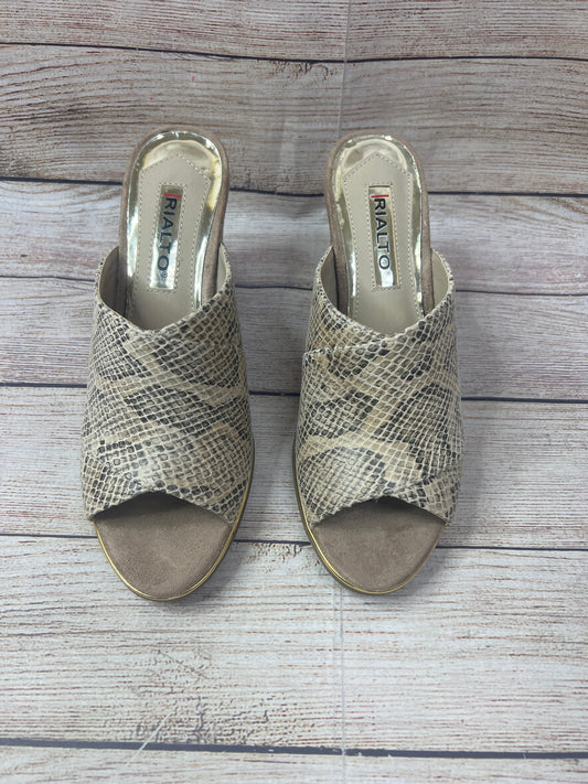 Snakeskin Print Sandals Heels Block Rialto, Size 8.5